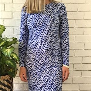 Bodycon Dress Blue & White Printed Stretchy Micheal Micheal Kors